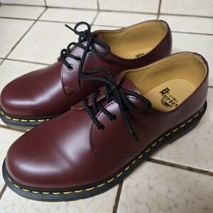 Dr. Martens Red and Black Oxfords with Air-Cushioned Sole